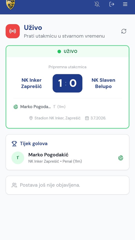 Live praćenje utakmice